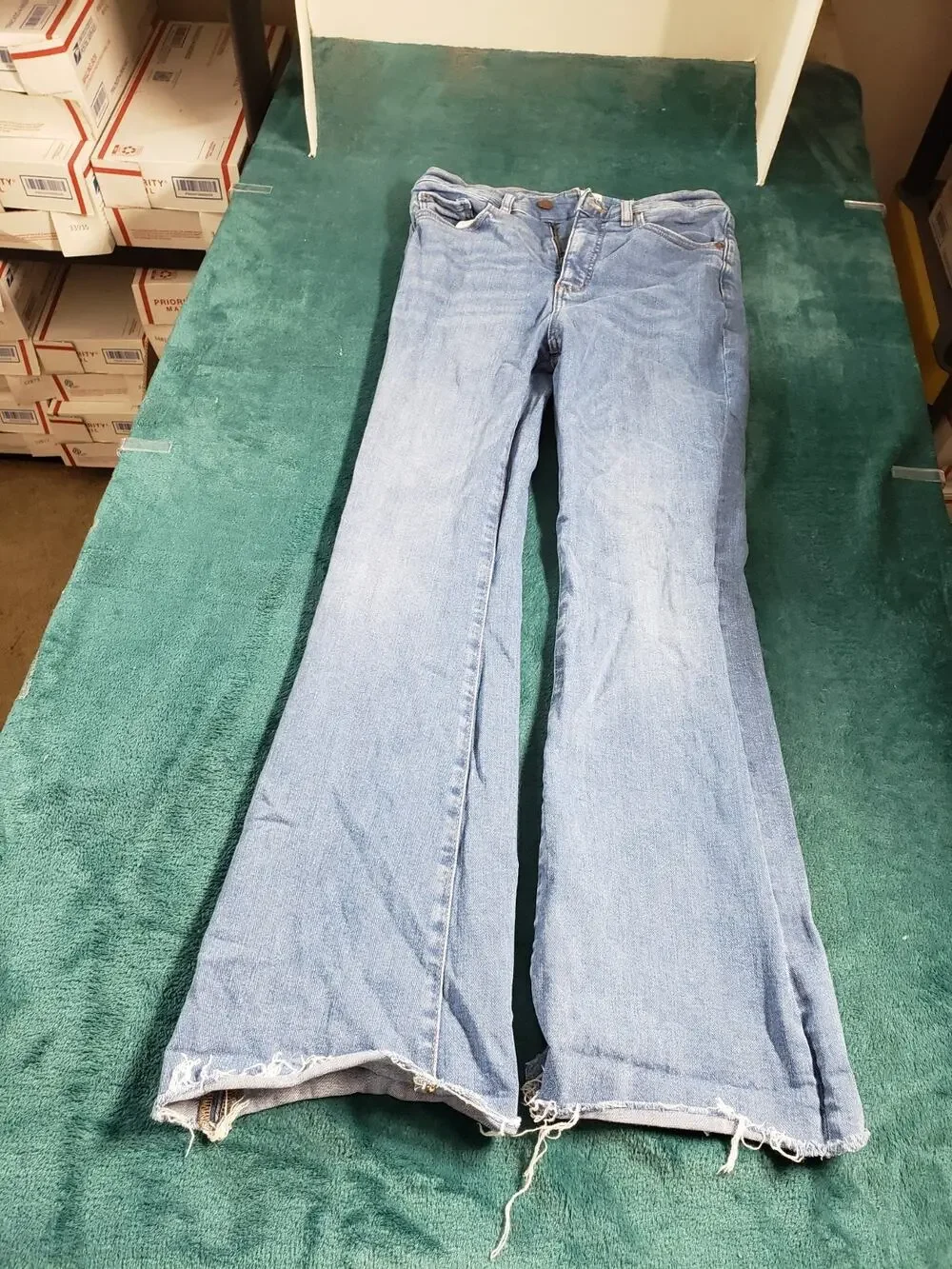 Loft Jeans Size 6 Petite Women Blue Pants Denim Stretch Mid Rise Flared Wide Leg